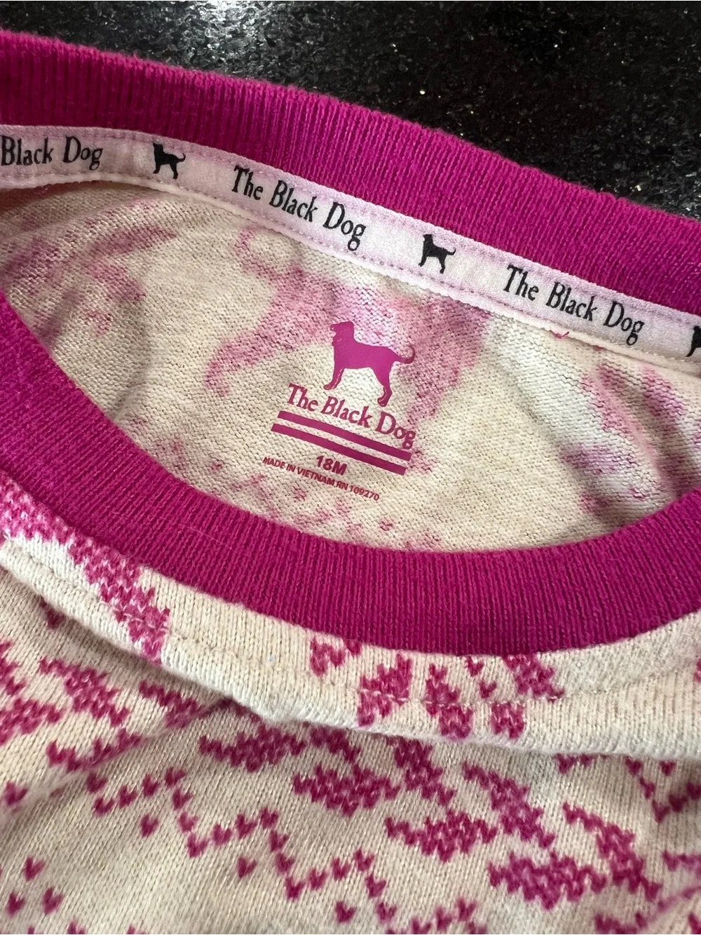 The Black Dog Pink and Cream Fair Isle Dog Pajama Set